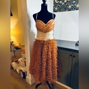 Unique Vintage Mocha & Cream tulle ruffle cupcake dress Sz 1X/16 NEW fairycore
